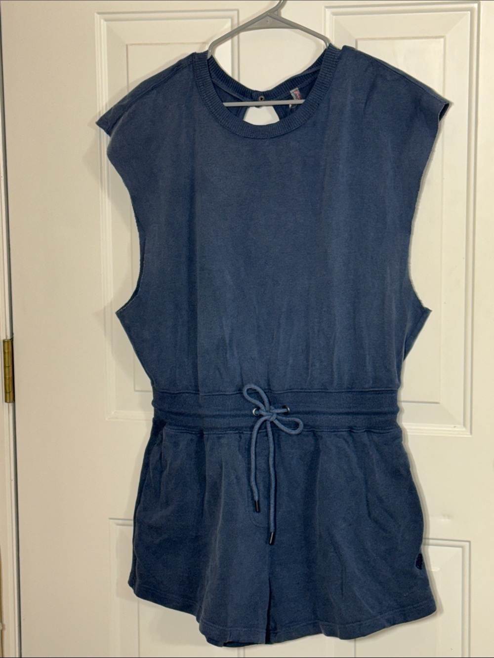 FREE PEOPE Sleeveless Navy Romper with Drawstring Waist